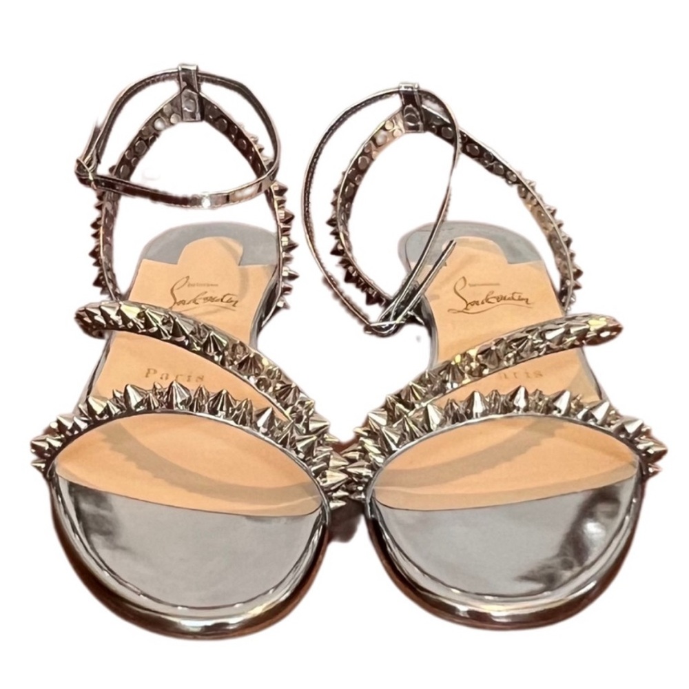 Christian Louboutin Mafaldina Silver Spiked Sandals